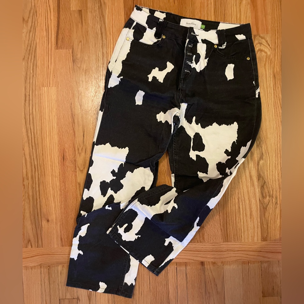 House of Sunny cow print pants